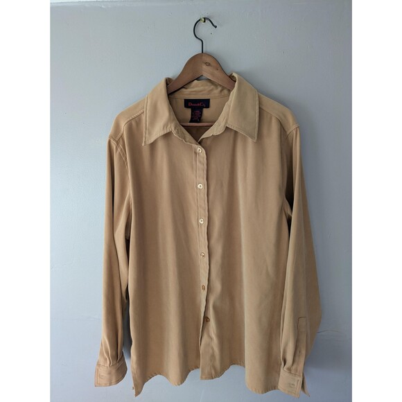 Vintage Oversized Button down shirt, Gold Blouse, preppy, academia, fall, Large - Picture 2 of 5